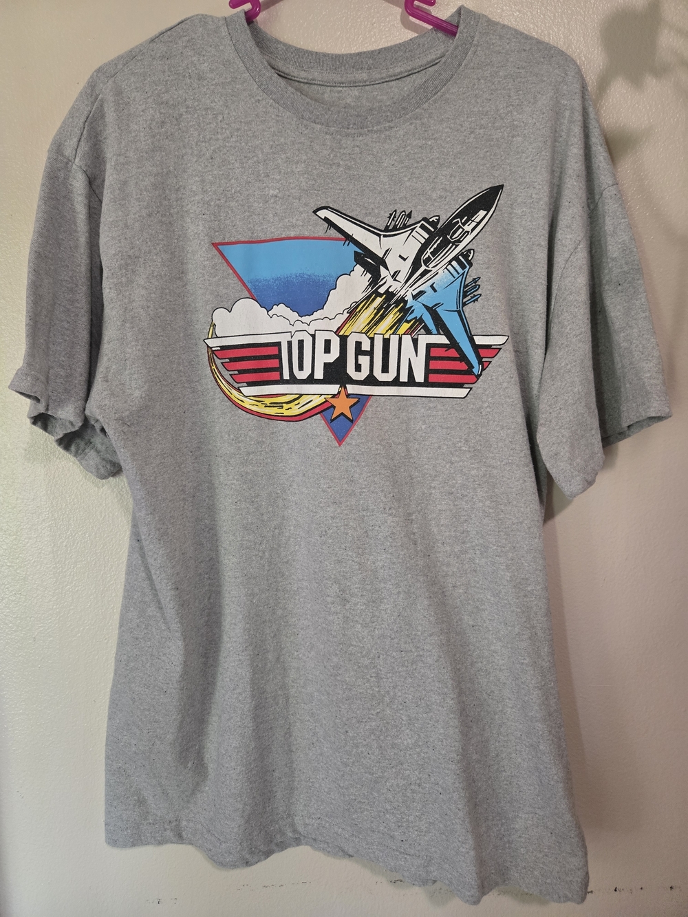 Top Gun XL Graphic Tee - Gray with Multicolor Logo